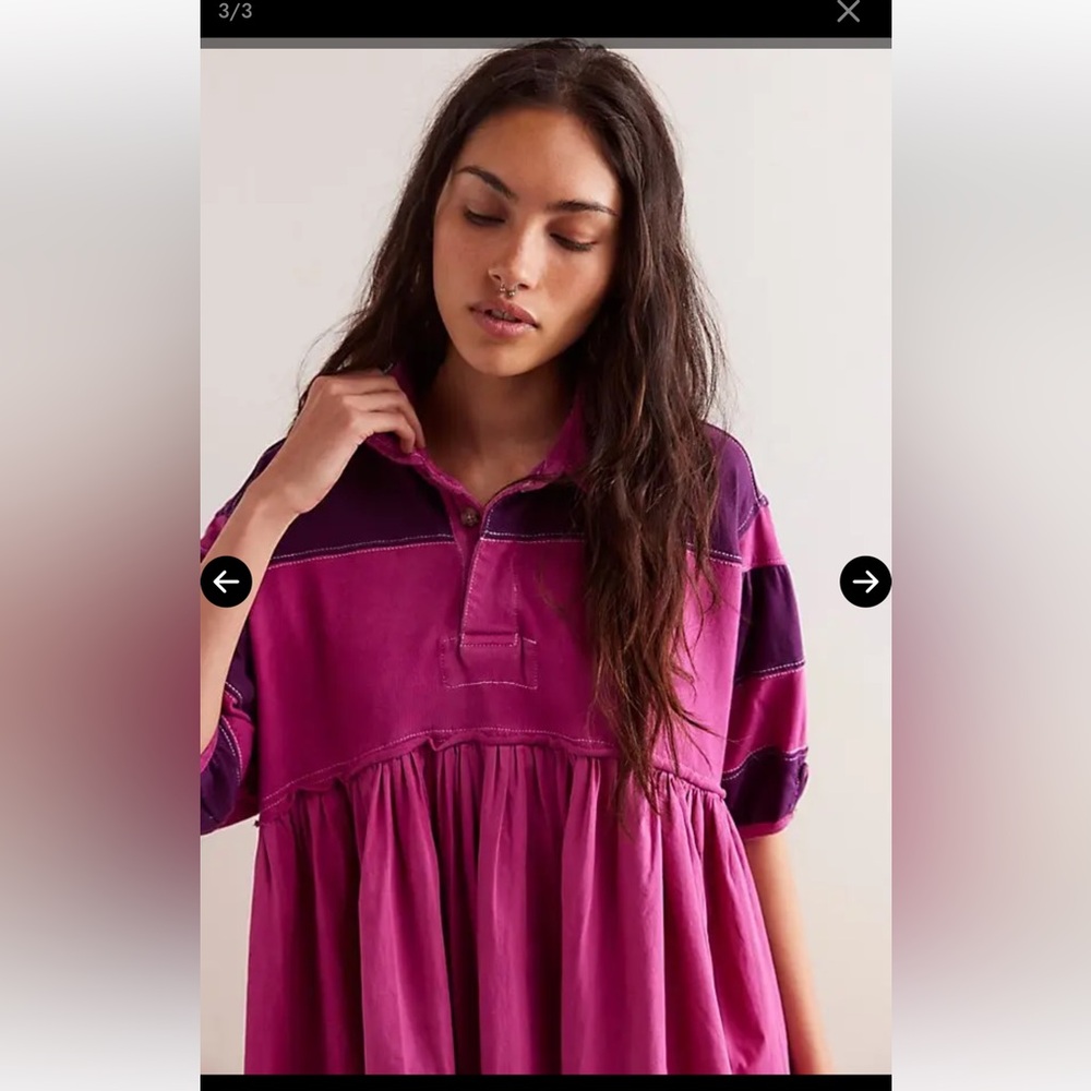 Free People Remi Rugby Mini Dress - Wineberry size medium